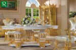 KURSI MAKAN LUXURIOUS GOLD DINING ROOM WITH GOLD CUPBOARD WHITE